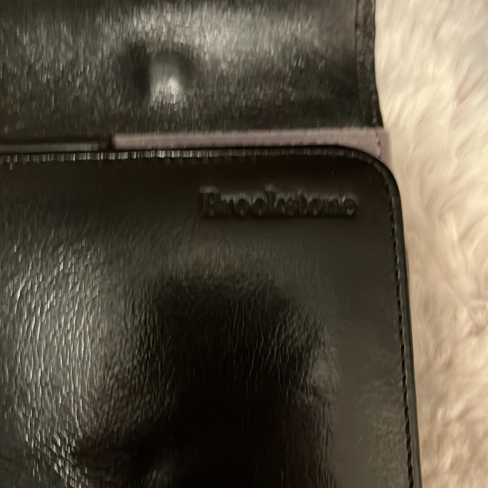 Brookstone Vintage Black Leather Crossbody Shoulder iPad Case